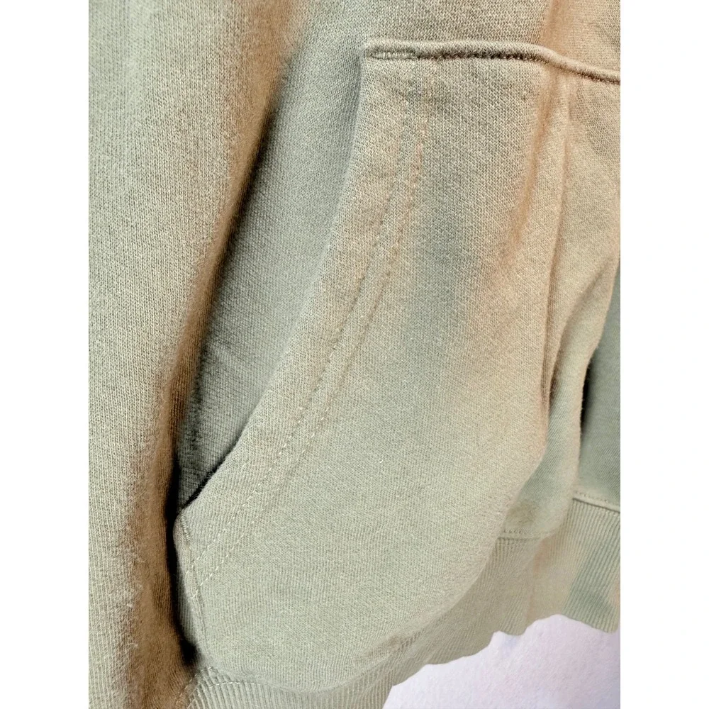 North Face Mens Medium Olive Green Logo Pullover Hoodie Kangaroo Pocket